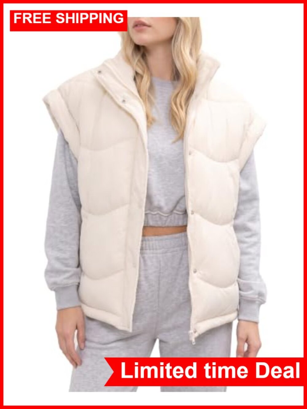 Women's Lightweight Quilted Puffer Vest Sleeveless Zip Jacket Nylon
